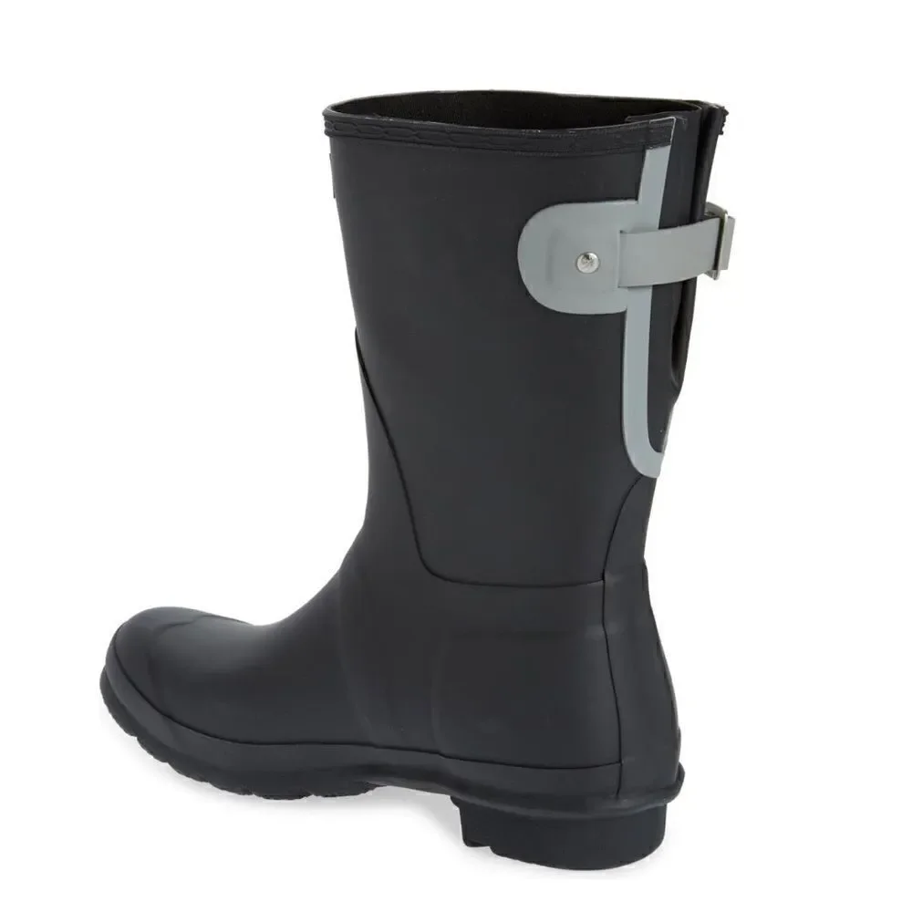 HUNTER Original Short‎ Back Adjustable Rain Boot, BLACK GRAY, Size 9, NWT